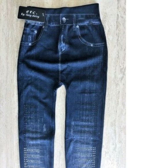 Denim One Size Leggings Fashion Designer India Blue Navy New - Picture 2 of 4